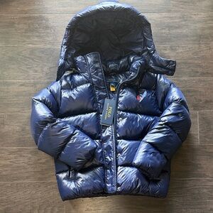 NWT Polo by Ralph Lauren Kids Navy Puffer Coat with Removable hood